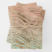 Peach Mint Gold Glitz Sparkle Animal Prints Inpakpapier Vel (In situ)