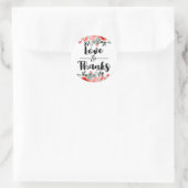 Peach & Mint Pioen Bruiloft Liefde & Bedankt Favor Ronde Sticker (Tas)