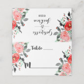 Peach & Mint Pioen Tafelnummer Zitplaatsnaam Plaatskaartje (Buitenkant ongevouwen)