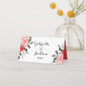 Peach & Mint Pioen Tafelnummer Zitplaatsnaam Plaatskaartje (Achterkant)