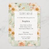 Peach Mint Pretty Rose Floral Birthday Kaart (Voorkant / Achterkant)