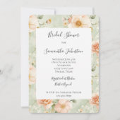 Peach Mint Pretty Rose Floral Bridal Shower Kaart (Voorkant)