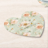 Peach Mint Pretty Rose Floral Bridal Shower Kartonnen Onderzetters (Gekanteld)