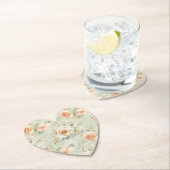 Peach Mint Pretty Rose Floral Bridal Shower Kartonnen Onderzetters (Insitu)