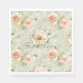 Peach Mint Pretty Rose Floral Bridal Shower Servet (Voorkant)