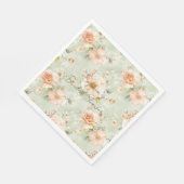 Peach Mint Pretty Rose Floral Bridal Shower Servet (Hoek)