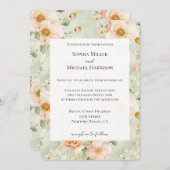 Peach Mint Pretty Rose Floral Wedding Kaart (Voorkant / Achterkant)