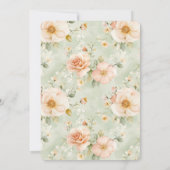 Peach Mint Pretty Rose Floral Wedding Kaart (Achterkant)