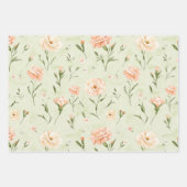 Peach Mint Pretty Roses Floral Bridal Shower Inpakpapier Vel (Voorkant 3)