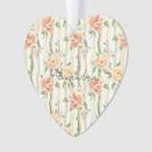 Peach Mint Pretty Roses Floral Stripes Christmas Ornament (voorkant)