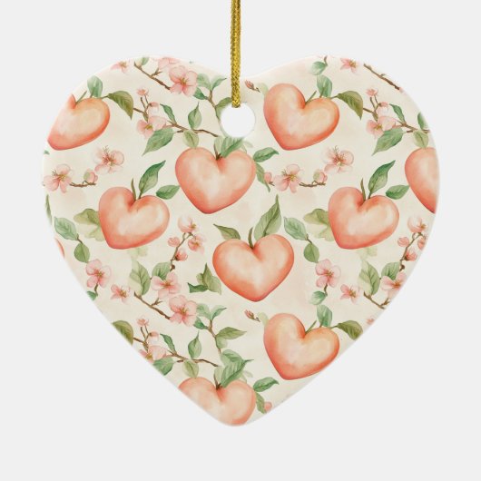 Peach Mint Pretty Roses Floral Stripes Keramisch Ornament (Achterkant)