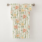 Peach Mint Roses Floral Stripes   Bad Handdoek (Insitu)