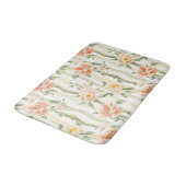 Peach Mint Roses Floral Stripes Badmat (Gekanteld)