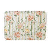Peach Mint Roses Floral Stripes Badmat (Voorkant)