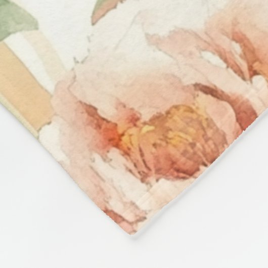 Peach Mint Roses Floral Stripes Birthday Fleece Deken (Hoek)