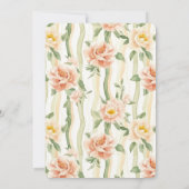 Peach Mint Roses Floral Stripes Birthday Kaart (Achterkant)
