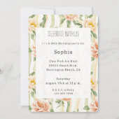 Peach Mint Roses Floral Stripes Birthday Kaart (Voorkant)