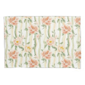 Peach Mint Roses Floral Stripes Birthday Kussensloop (Voorkant-Links)
