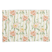 Peach Mint Roses Floral Stripes Birthday Kussensloop (Voorkant-Rechts)