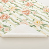 Peach Mint Roses Floral Stripes Birthday Sherpa Deken (3/4)