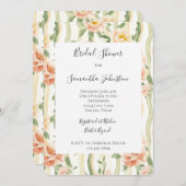 Peach Mint Roses Floral Stripes Bridal Shower Kaart (Voorkant / Achterkant)