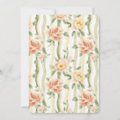 Peach Mint Roses Floral Stripes Bridal Shower Kaart (Achterkant)
