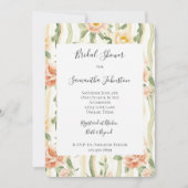 Peach Mint Roses Floral Stripes Bridal Shower Kaart (Voorkant)
