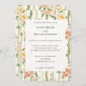 Peach Mint Roses Floral Stripes Wedding Kaart (Voorkant / Achterkant)