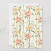 Peach Mint Roses Floral Stripes Wedding Kaart (Achterkant)