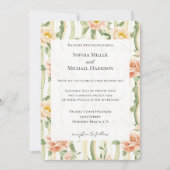 Peach Mint Roses Floral Stripes Wedding Kaart (Voorkant)
