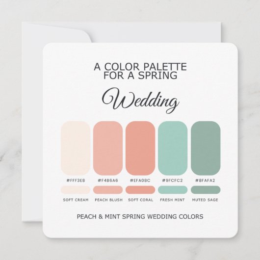 Peach Mint Spring Wedding Color Palette 2026 Card Kaart (Voorkant)
