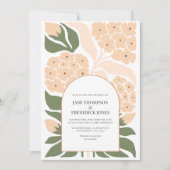 Peach Mist Abstract Floral Modern Spring Wedding Kaart (Voorkant)