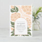 Peach Mist Abstract Floral Modern Spring Wedding Kaart (Staand voorkant)