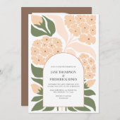 Peach Mist Abstract Floral Modern Spring Wedding Kaart (Voorkant / Achterkant)