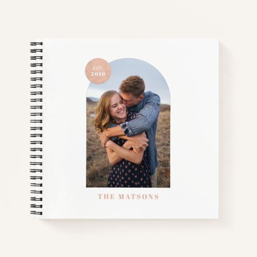 Peach Modern Arch Custom Fotoalbum Journal Notitieboek (Voorkant)