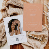 Peach Modern Arch QR Code Trouwfoto Kaart