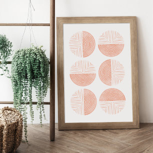 Peach Modern Circle Geometric Art Print Poster