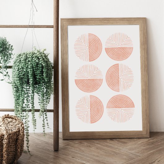 Peach Modern Circle Geometric Art Print Poster