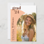 Peach Modern Elegant Arch Fotoafstudeerfeest Kaart (Voorkant)