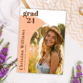 Peach Modern Elegant Arch Fotoafstudeerfeest Kaart