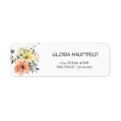 Peach Modern Floral Return Address Label (Voorkant)