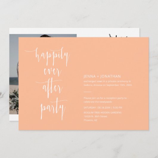 Peach Modern Gelukkig Ooit Na QR Code Foto Kaart (Voorkant / Achterkant)