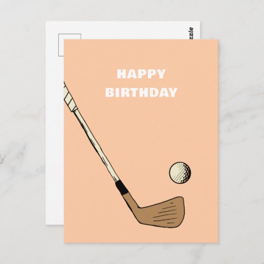 Peach Modern  Golf Briefkaart (Voorkant / Achterkant)