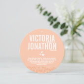 Peach Modern HeartsTypography Wedding Kaart (Staand voorkant)