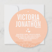 Peach Modern HeartsTypography Wedding Kaart (Voorkant)