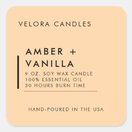 Peach Modern Minimalist Candle Label Sticker