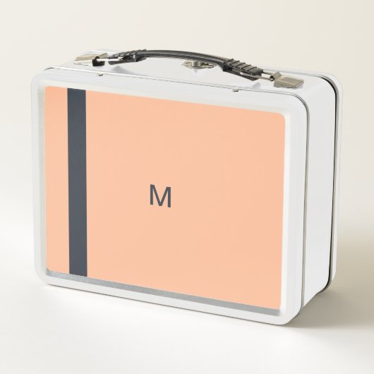 Peach Modern Minimalistisch Abstract Streep Monogr (Achterkant)