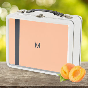 Peach Modern Minimalistisch Abstract Streep Monogr