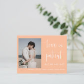 Peach Modern Minimalistisch Script Photo Elopement Briefkaart (Staand voorkant)