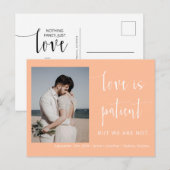 Peach Modern Minimalistisch Script Photo Elopement Briefkaart (Voorkant / Achterkant)